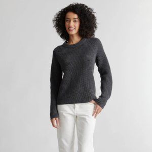 Quince 100% Organic Cotton Fisherman Sweater in Charcoal